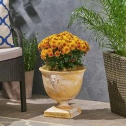 13" Simba Lightweight Concrete Patio Urn Planter Copper - Christopher Knight Home