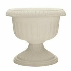 Southern Patio Dynamic Outdoor 18" Resin Grecian Urn Planter Pot, White (2 Pack)