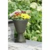 Southern Patio Porter 165 Inch Diameter Resin Stone Indoor Outdoor Garden Planter Urn Pot for Flowers, Herbs, Vegetables, and Plants, Rust Brown