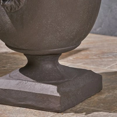 13" Simba Lightweight Concrete Patio Urn Planter Gray - Christopher Knight Home 5 13" Simba Lightweight Concrete Patio Urn Planter Gray - Christopher Knight Home - Image 3