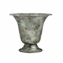 Allstate Floral 6.75" Silver and Verdigris Metal Urn Planter
