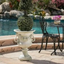 24" Buena Vista Cast Stone Patio Urn Planter White - Christopher Knight Home