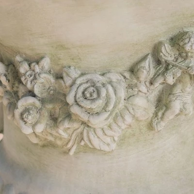 24" Buena Vista Cast Stone Patio Urn Planter White - Christopher Knight Home 5 24" Buena Vista Cast Stone Patio Urn Planter White - Christopher Knight Home - Image 3