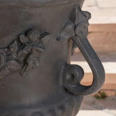 24" Buena Vista Cast Stone Patio Urn Planter Black - Christopher Knight Home 3 24" Buena Vista Cast Stone Patio Urn Planter Black - Christopher Knight Home - Image 2