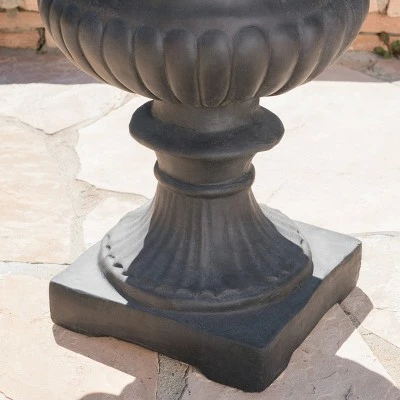 24" Buena Vista Cast Stone Patio Urn Planter Black - Christopher Knight Home 5 24" Buena Vista Cast Stone Patio Urn Planter Black - Christopher Knight Home - Image 4