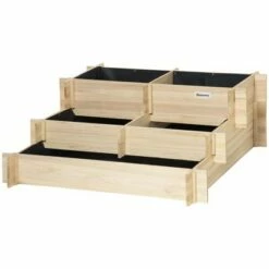 Outsunny 3-Tier Wood Raised Garden Bed with Non-woven Fabric inside, Elevated Planting Box, Outdoor Vegetable Flower Container, Natural -Cheap Planters Store unnamed file 852