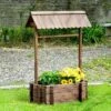 Outsunny Wooden Wishing Well Garden Bed, Rustic Outdoor Flower Planter Patio Ornamental for Plants/Herb/Vegetables, Rustic Brown