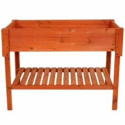 Sunnydaze Decor Sunnydaze Outdoor Raised Wooden Garden Bed with Lower Shelf for Flowers, Herbs, Green Plants, and Vegetables - 42" W - Stained Finish -Cheap Planters Store unnamed file 89