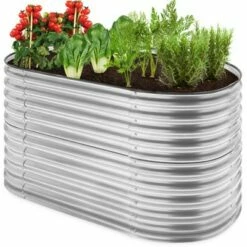 Best Choice Products 63in Oval Metal Raised Garden Bed, Customizable Outdoor Planter for Gardening, Plants -Cheap Planters Store unnamed file 893
