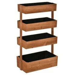 Outsunny 4-Tier Raised Garden Bed, Vertical Flower Pots Rack with Angle Adjustable Planter Boxes, Freestanding Elevated Wooden Plant Stand for Indoor Outdoor Use -Cheap Planters Store unnamed file 896