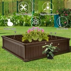 Costway 4 Pcs 48.5'' Raised Garden Bed Square Plant Box Planter Flower Vegetable Brown 15 Costway 4 Pcs 48.5'' Raised Garden Bed Square Plant Box Planter Flower Vegetable Brown -Cheap Planters Store unnamed file 920