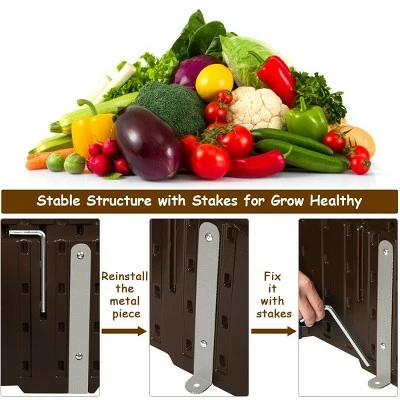 Costway 4 Pcs 48.5'' Raised Garden Bed Square Plant Box Planter Flower Vegetable Brown 9 Costway 4 Pcs 48.5'' Raised Garden Bed Square Plant Box Planter Flower Vegetable Brown - Image 7