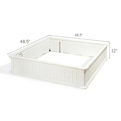 Costway 4 Pcs 48.5'' Raised Garden Bed Square Plant Box Planter Flower Vegetable White 3 Costway 4 Pcs 48.5'' Raised Garden Bed Square Plant Box Planter Flower Vegetable White - Image 2