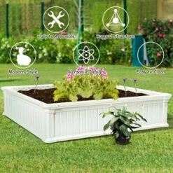 Costway 4 Pcs 48.5'' Raised Garden Bed Square Plant Box Planter Flower Vegetable White 17 Costway 4 Pcs 48.5'' Raised Garden Bed Square Plant Box Planter Flower Vegetable White -Cheap Planters Store unnamed file 932