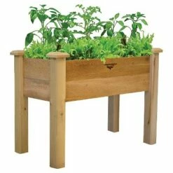Rustic Elevated Rectangular Garden Bed - Gronomics Red Cedar
